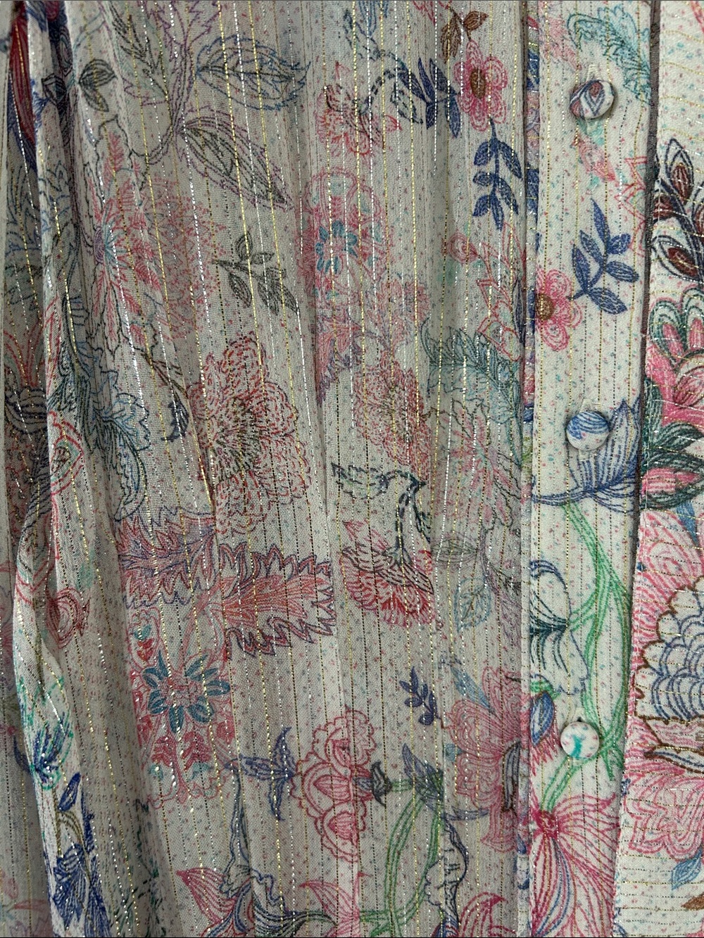 HEMANT & NANDITA Pink Floral Tie-Neck Maxi Dress - Picture 3 of 4
